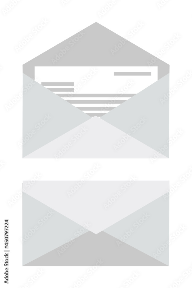 Icons for design. Vector illustration of closed letter images. Paper documents enclosed in envelopes. Sending correspondence or official documents. White paper on white envelope Icons for design. Vector illustration of closed letter images. Paper documents enclosed in envelopes. Sending correspondence or official documents. White paper on white envelope