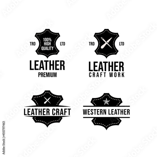 set collection leather craft logo icon design vector illustration