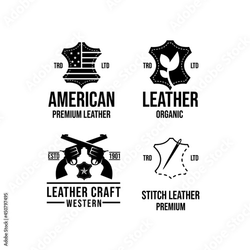 set collection leather craft logo icon design vector illustration