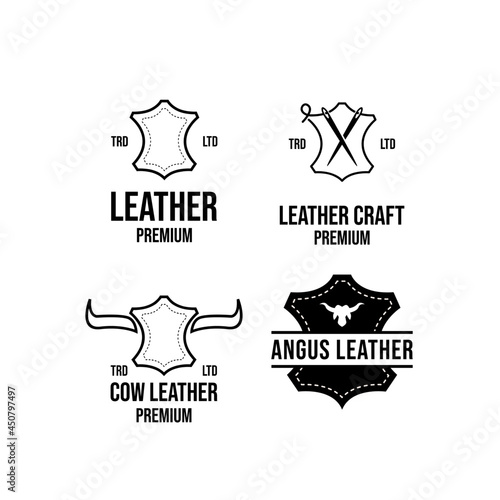 set collection leather craft logo icon design vector illustration