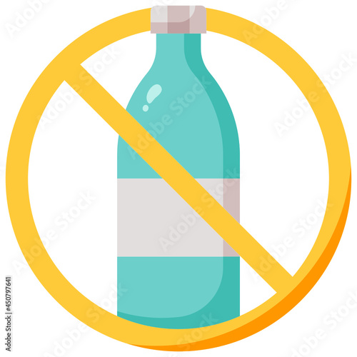 no plastic bottles flat icon
