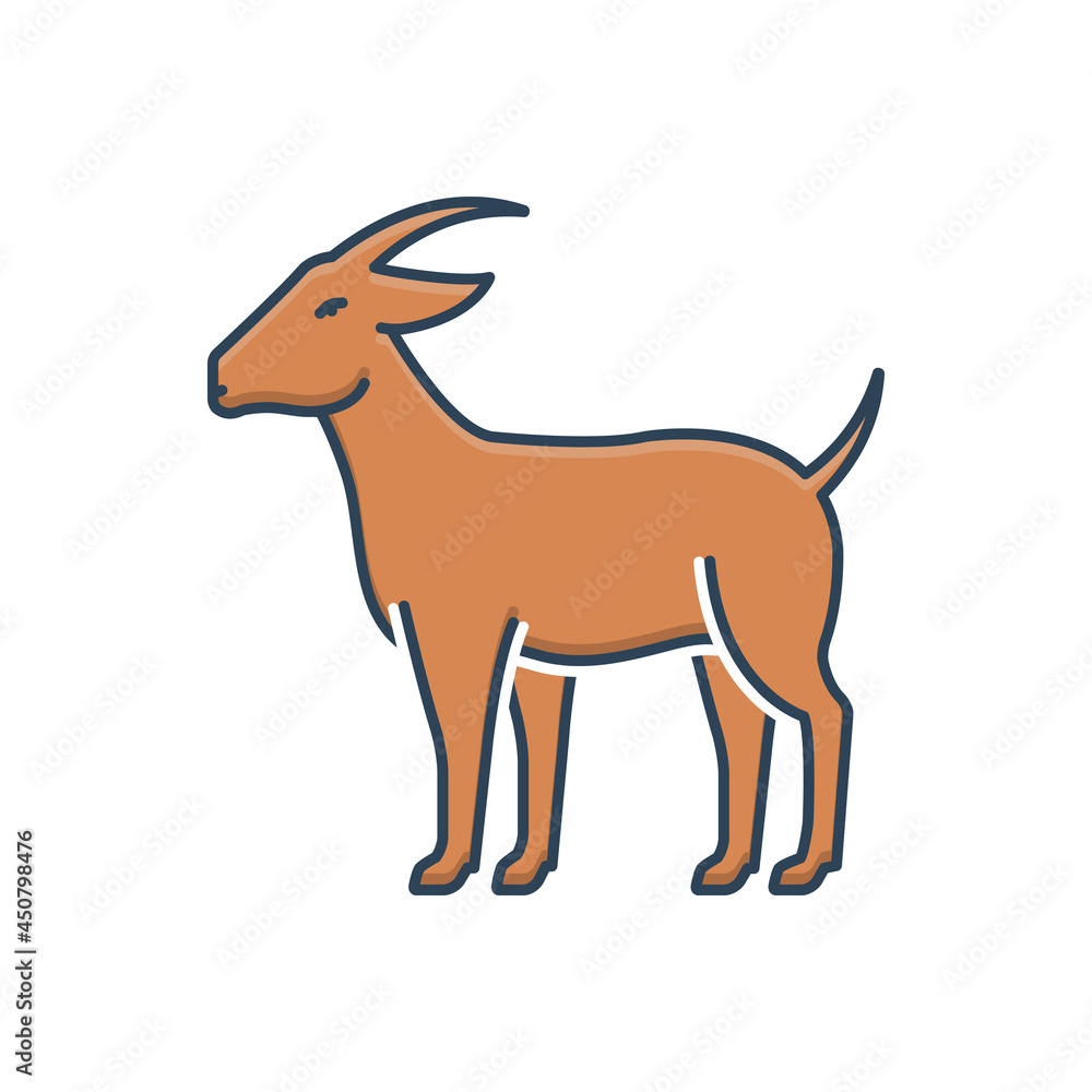 Color illustration icon for goat