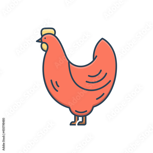 Color illustration icon for hen
