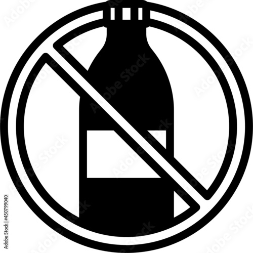 no plastic bottles solid line icon