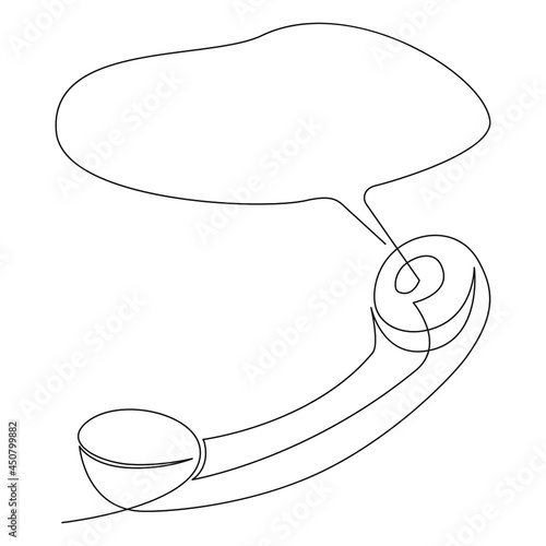 Телефон одна линия. Phone one line. Continuous line vector drawing.