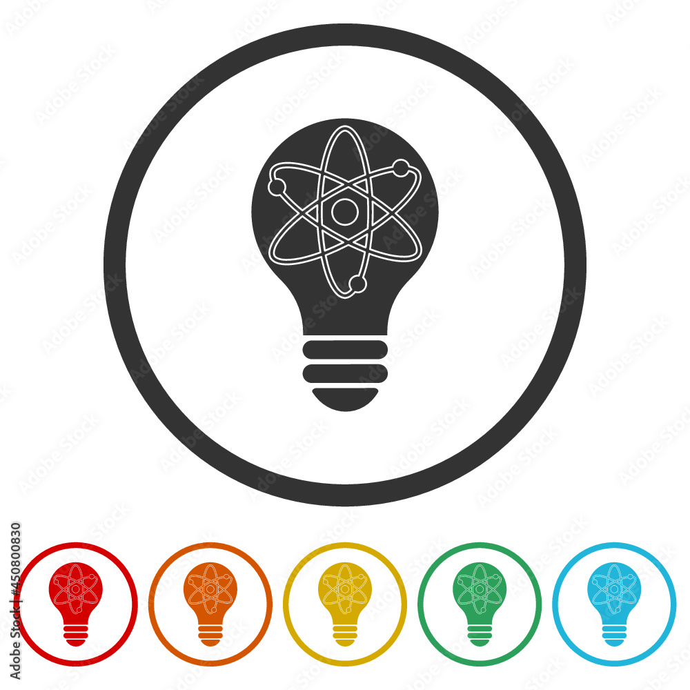 Science light bulb ring icon color set Science light bulb ring icon color set