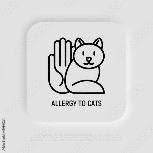 Allergy to cat thin line icon. Modern vector illustration.