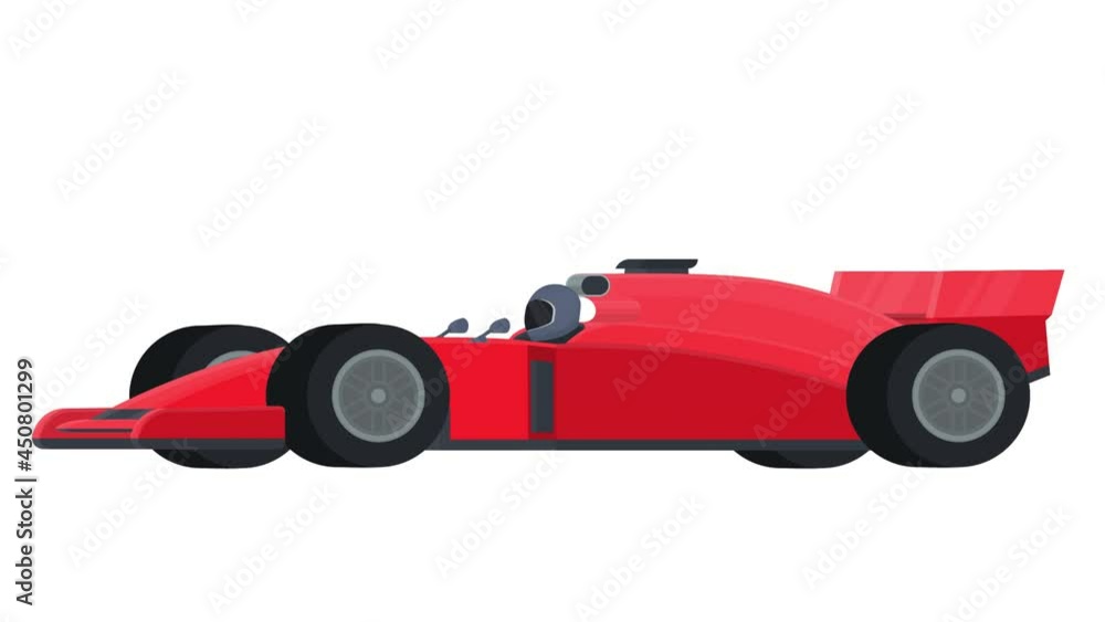 Formula 1 car. Animation of a racing car, alpha channel is enabled. Cartoon Formula 1 car. Animation of a racing car, alpha channel is enabled. Cartoon