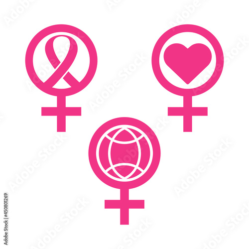 breast cancer awareness month design. women symbol with breast cancer pink ribbon icon