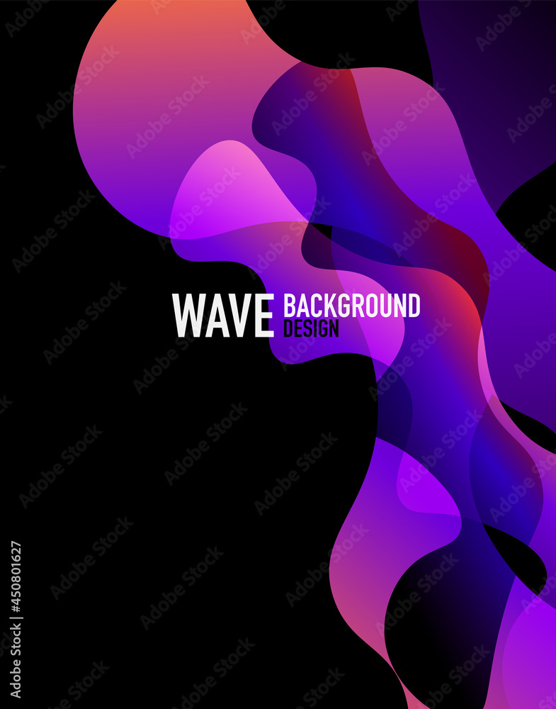 Naklejka Vertical fluid gradient wave abstract background. Bright color waves in the dark. Vector Illustration For Wallpaper, Banner, Background, Landing Page