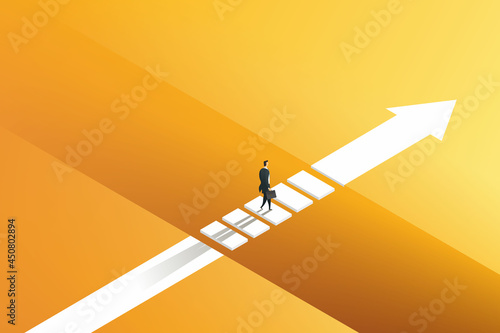 Opportunity for businessmen to walk through the gap across the other side through challenges
