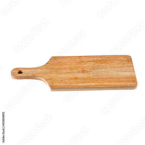 Isolated wooden cutting board on a white background