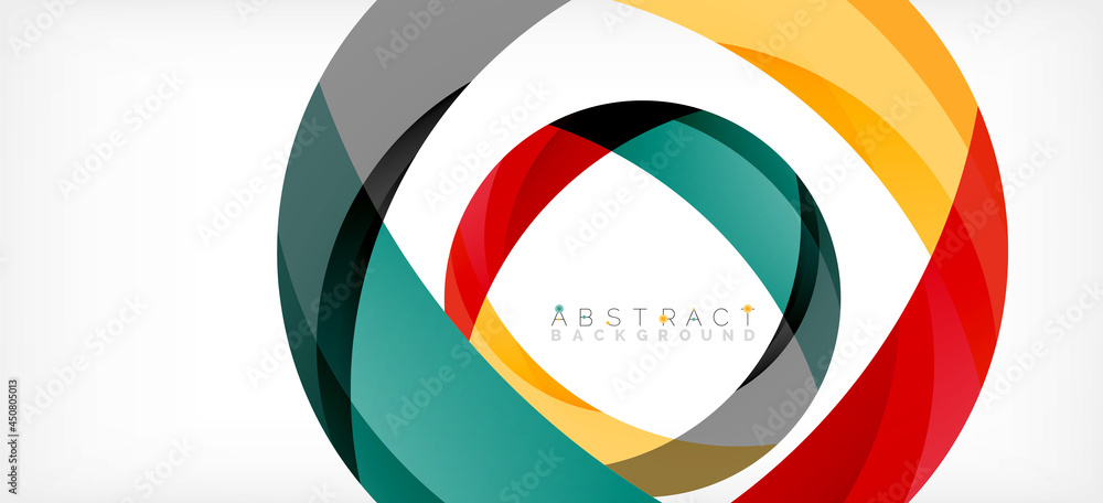 Geometric abstract background. Circle created with overlapping color shapes. Vector Illustration For Wallpaper, Banner, Background, Landing Page Geometric abstract background. Circle created with overlapping color shapes. Vector Illustration For Wallpaper, Banner, Background, Landing Page