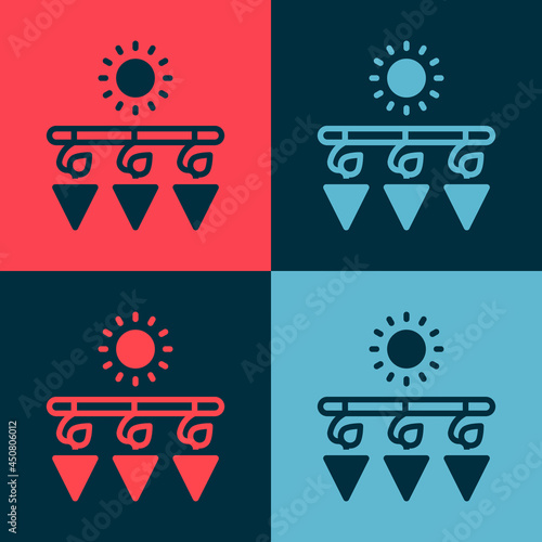 Pop art Drying grapes icon isolated on color background. Dried grapes. Vector