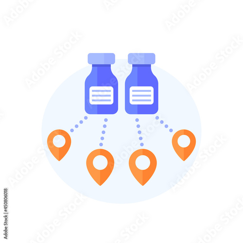 vaccine distribution and delivery vector illustration