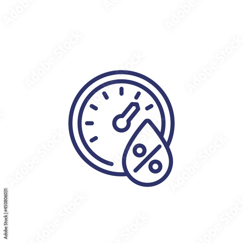 Hygrometer icon, humidity control line vector