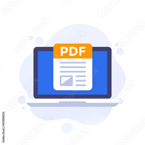 PDF file in computer vector icon