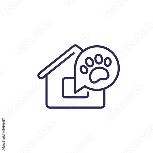 pet friendly line icon with a house
