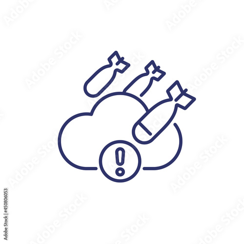 Hosting under DDoS attack line icon