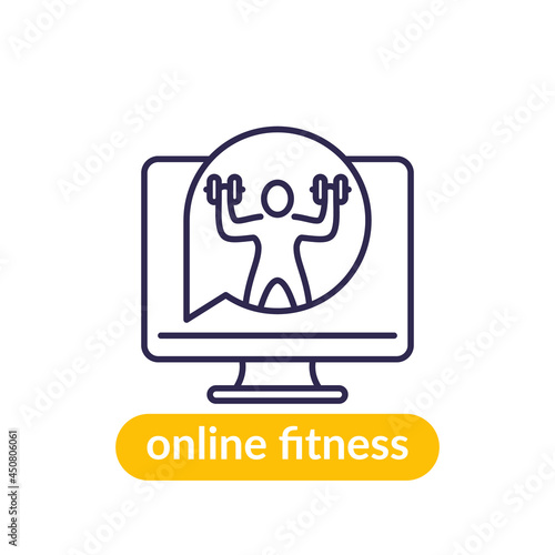 online fitness training line icon