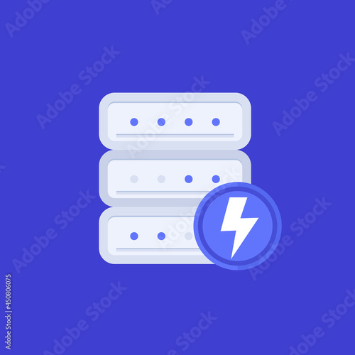 server electric power usage vector icon