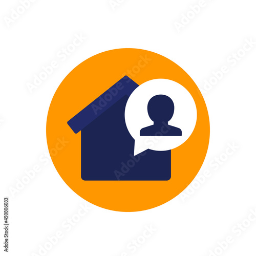 tenant, resident icon with house, flat vector
