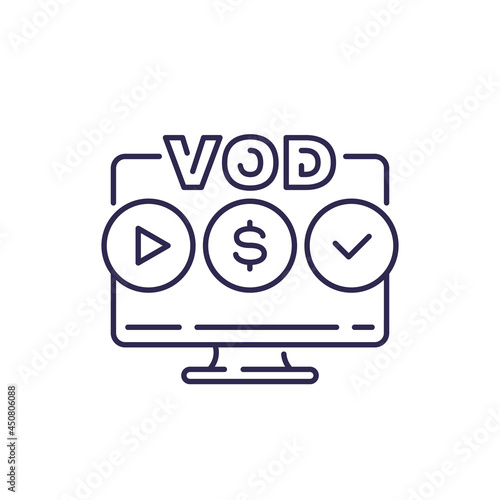 VOD, video on demand line icon