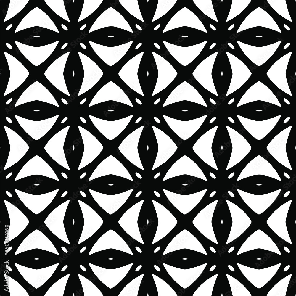 Naklejka premium floral seamless pattern background.Geometric ornament for wallpapers and backgrounds. Black and white pattern.