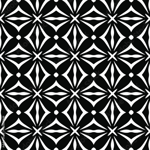 floral seamless pattern background.Geometric ornament for wallpapers and backgrounds. Black and white pattern.