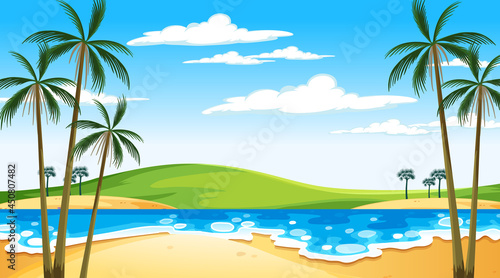 Beach Daytime Landscape Scene With Sky Background