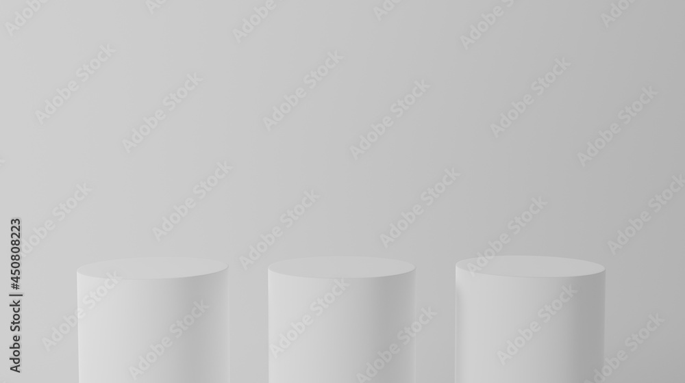 White Product Stand in white room ,Studio Scene For Product ,minimal design,3D rendering	
