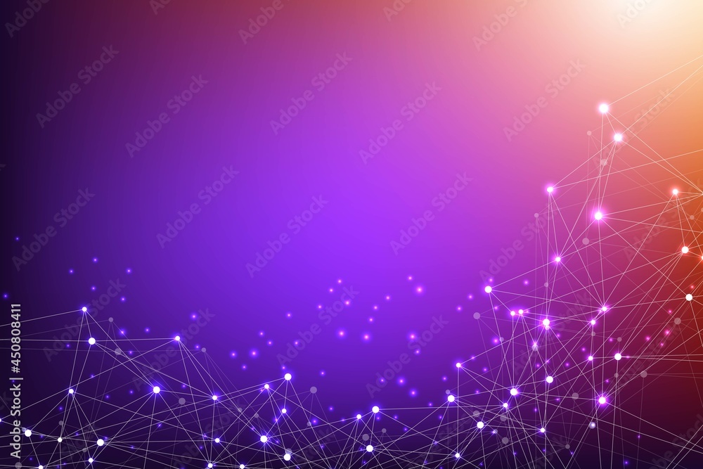 Obraz premium Global network connections with points and lines. Wireframe background. Abstract connection structure. Polygonal space background, illustration