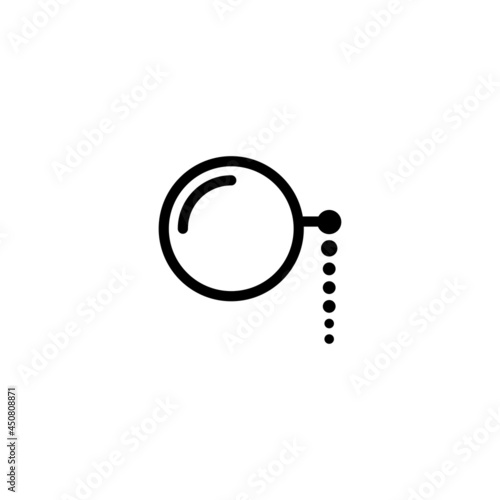 Black round flat lorgnette icon. Isolated eye-glass on white. glasses. Vector intelligence illustration.