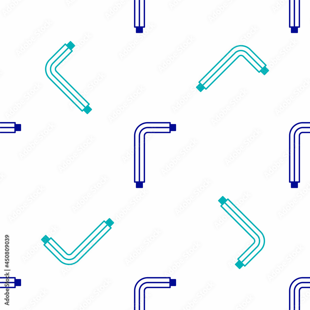 Obraz premium Blue Tool allen keys icon isolated seamless pattern on white background. Vector