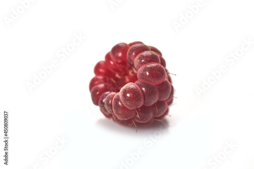 Close up ripe Raspberry on white background