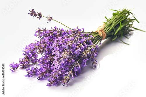 Bunch of Lavender flowers isolated on white background.