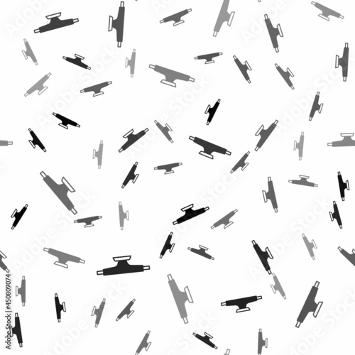 Black Skateboard wheel icon isolated seamless pattern on white background. Skateboard suspension. Skate wheel. Vector
