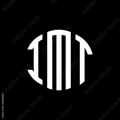 IMT letter logo design. IMT modern letter logo with black background. IMT creative  letter logo. simple and modern letter IMT logo template, IMT circle letter logo design with circle shape. IMT   photo