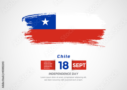 Free Download Happy Independence Day of Chile. Abstract country flag on hand drawn brush stroke vector patriotic background - GFXLoad