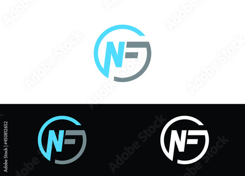 Initial Letter NF Logo or Icon Design Vector Image Template