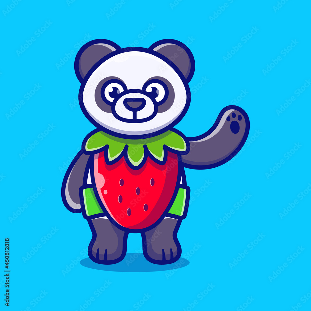 Obraz premium cute panda wear costume strawberry
