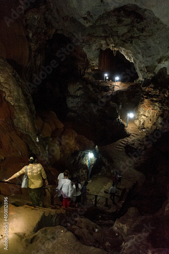 Myanmar (formerly Burma). Kayin State (Karen State). Hpa Han. People rush into the depths of Saddar or Sadan cave photo