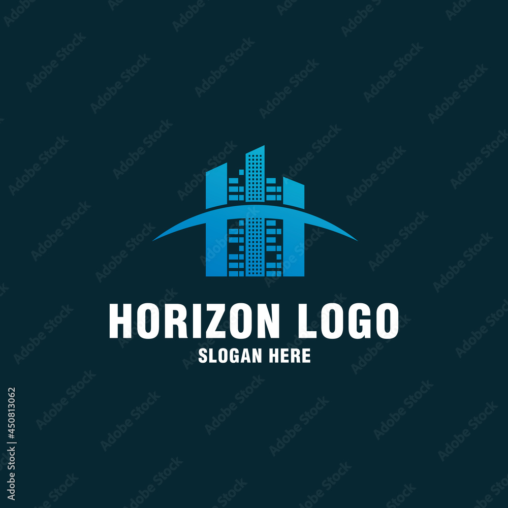 Letter H with horizon logo template on modern style