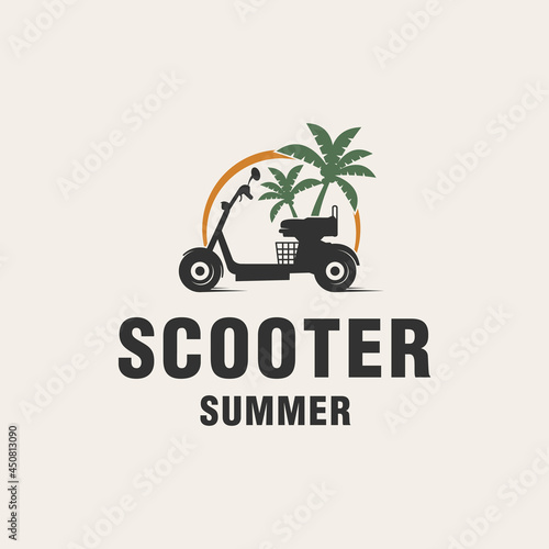 Scooter summer logo template on monogram style