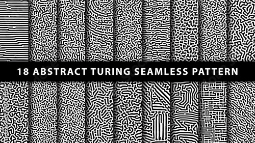 Collection of turing abstract seamless pattern. Premium Vector photo
