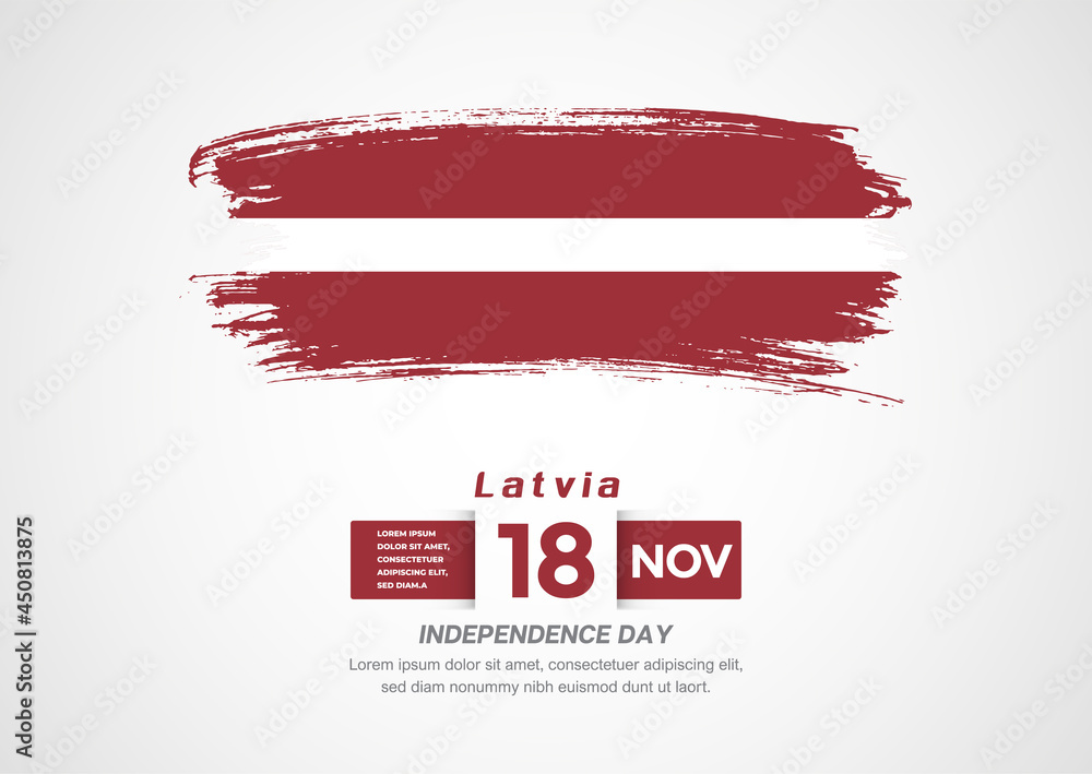 Happy Independence Day of Latvia. Abstract country flag on hand drawn brush stroke vector patriotic background Happy Independence Day of Latvia. Abstract country flag on hand drawn brush stroke vector patriotic background
