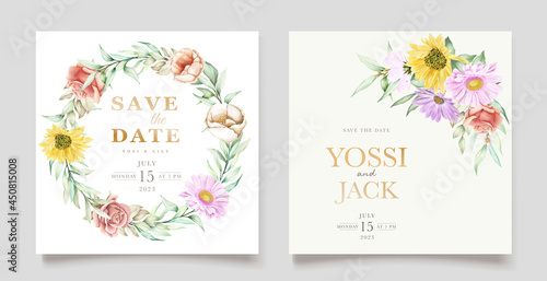 Fototapeta Naklejka Na Ścianę i Meble -  Blooming Floral Spring Invitation Card Set_6