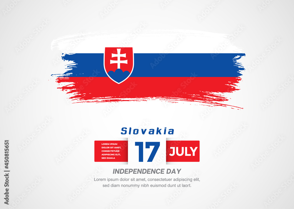 Happy Independence Day of Slovakia. Abstract country flag on hand drawn brush stroke vector patriotic background Happy Independence Day of Slovakia. Abstract country flag on hand drawn brush stroke vector patriotic background