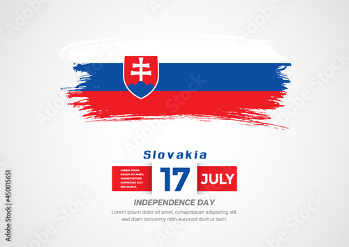 Free Download Happy Independence Day of Slovakia. Abstract country flag on hand drawn brush stroke vector patriotic background - GFXLoad