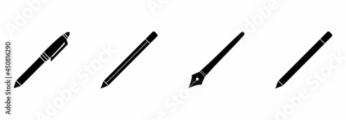 pen and pencils icon set vector sign symbol